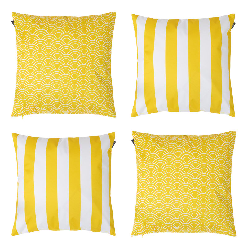 Deck Stripe Indoor-Outdoor Cushion, Ochre Yellow