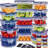 48Pcs Food Storage Containers Set Kitchen Organizers Meal Prep Container Airtight, BPA-Free Stackable Reusable Snack Lunch Containers, Easy-Snap Lids, Plastic Snapware(24Containers+24 Lids)Pantry And Kitchen Organization With Free Labels And Marker