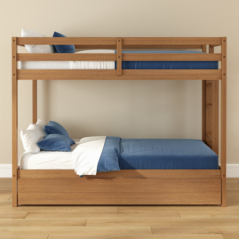 Lit superposé avec lit gigogne Bear, Oak Embossed Pecan, Twin/Twin