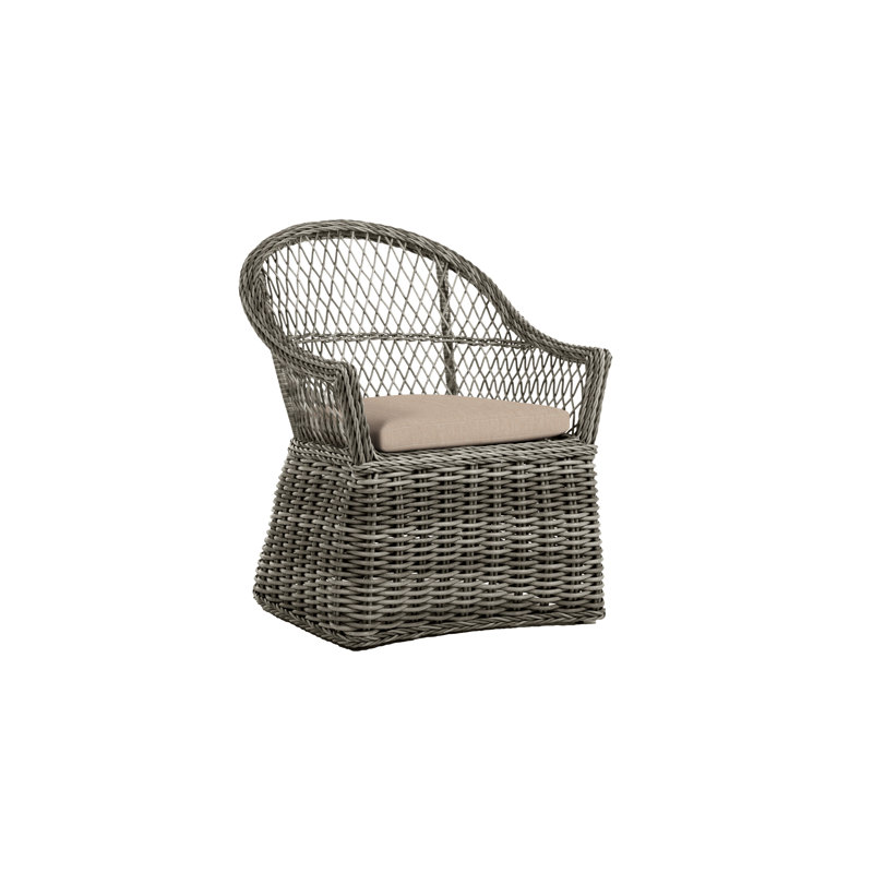 Soho Woven N-Dura Resin Wicker Outdoor Arm Chair, Black, No Welt, Canvas Sand