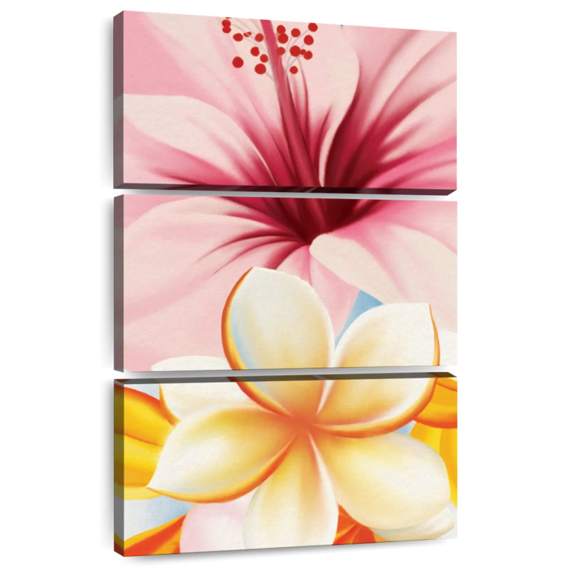 Hibiscus et fleurs de plumeria Harnek, H 45 po x l 28 po