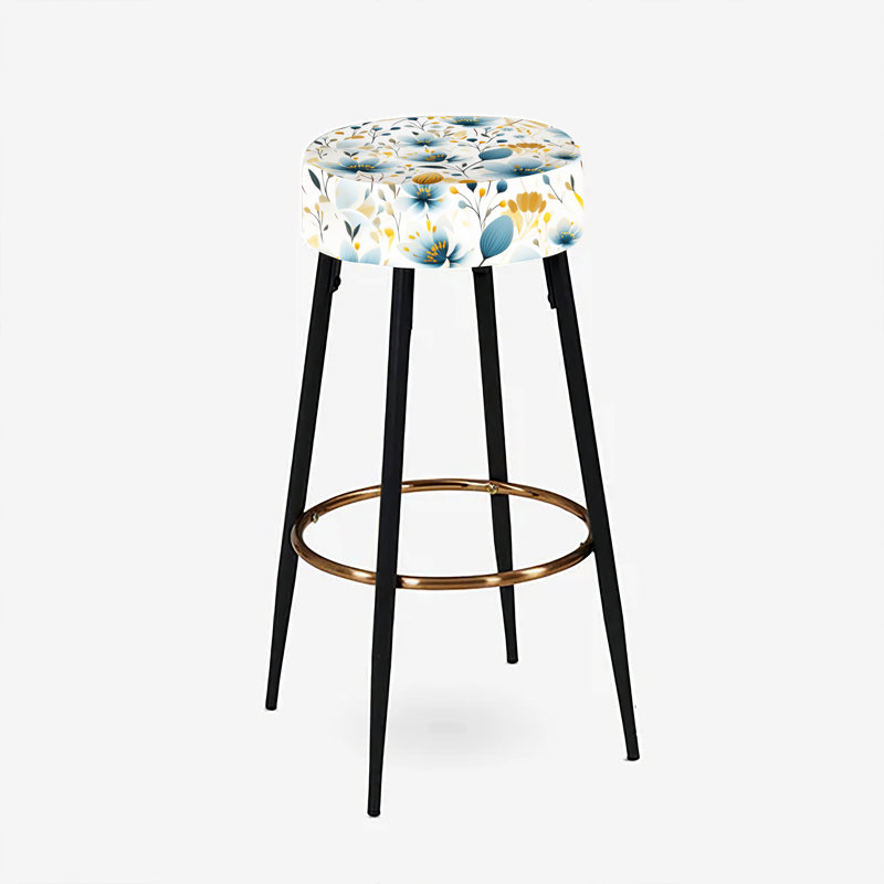 Ensemble de 2 tabourets à imprimé animal, Motif floral bleu pré et beige