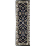 Hand-Knotted High-Quality Black and Ivory Runner
