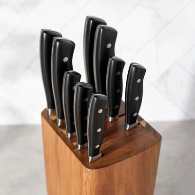 HENCKELS Fine Edge Forged II Coffret de 10 couteaux avec bloc, noir