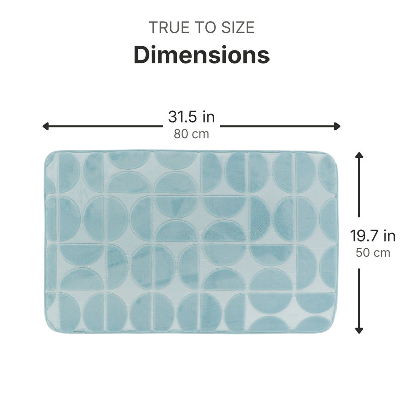 Tapis pour salle de bain en mousse viscoélastique Demi-Lune, Bleu clair