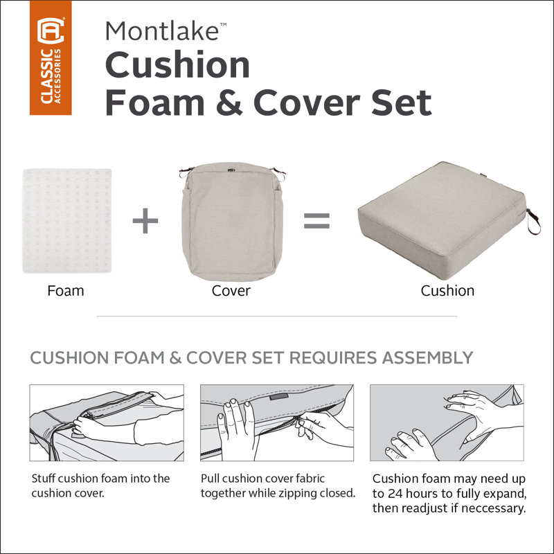 Pina Outdoor Lounge Chair Seat Cushion, Heather Gray, 4" H x 25" W x 22" D