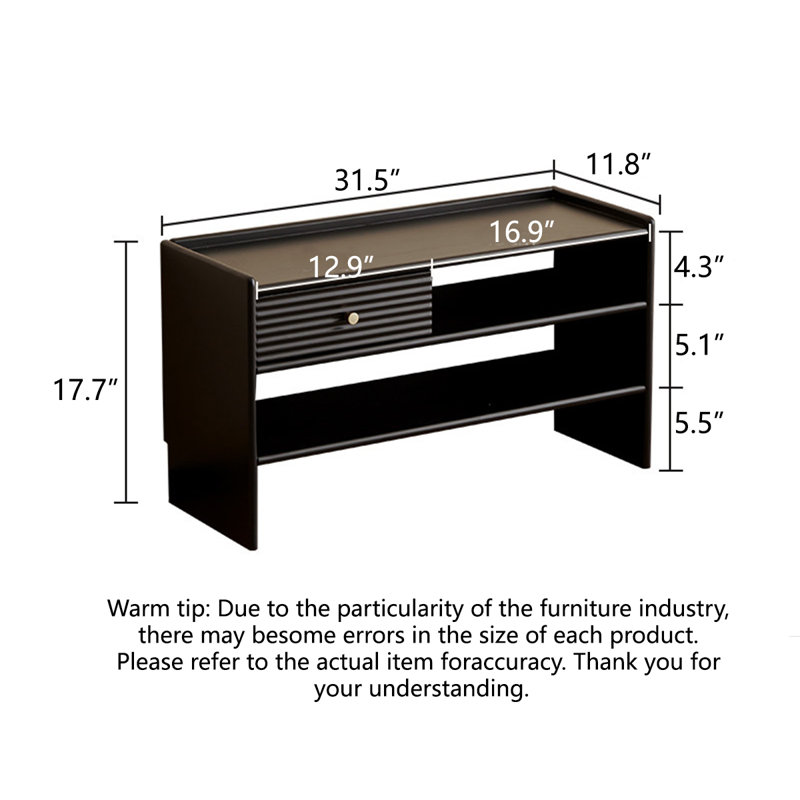 Banc à langer en bois de pin noir moderne et minimaliste