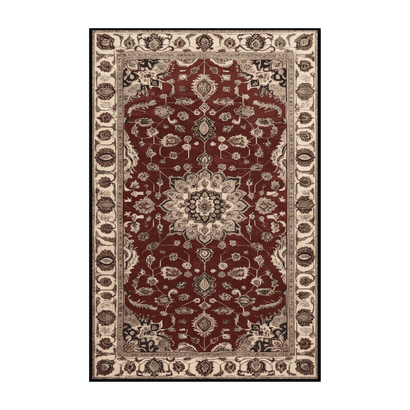 Machine Washable Persian Black Area Rug, Rectangle 2' x 3'
