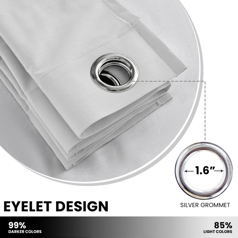 Timiko Blackout Thermal Insulated Curtain Panel, 52" W x 84" L, White