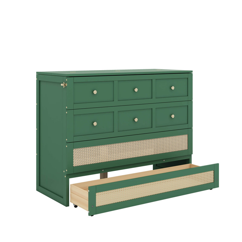 Lit escamotable double avec grands tiroirs, Vert