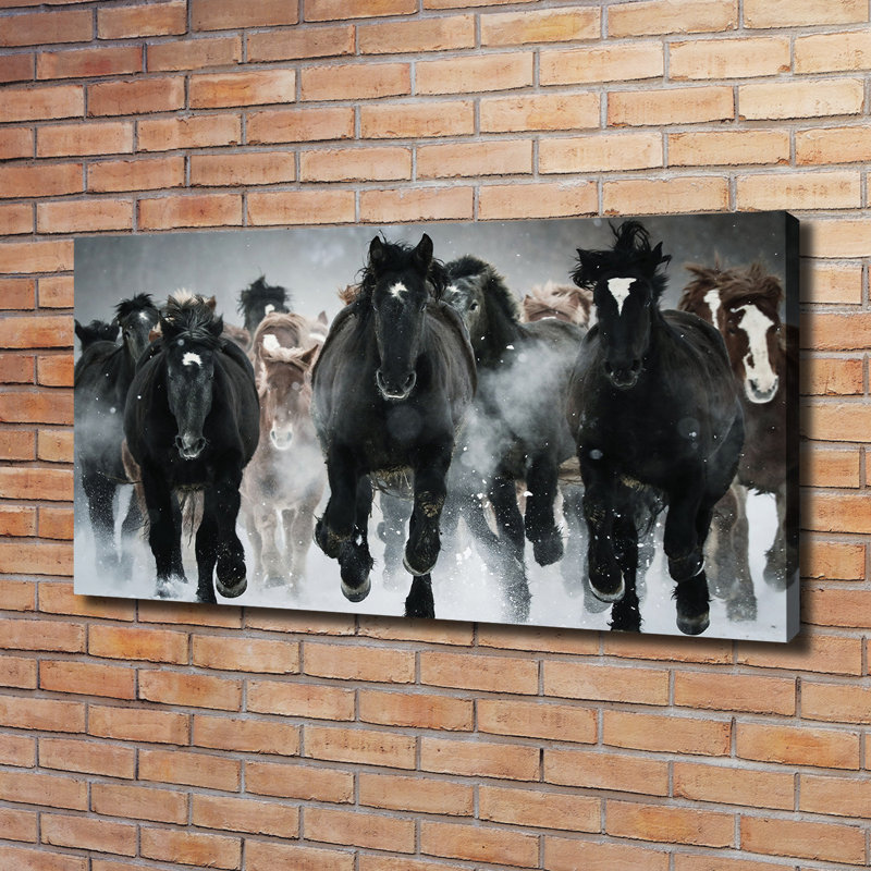 Horses In A Gallop - Wrapped Canvas Print