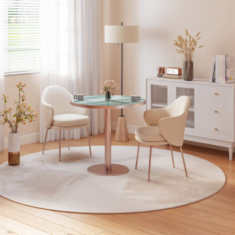 Table bistro ronde et moderne 31,5 pouces avec plateau tulipe et plateau en faux marbre, facile à assembler, structure en métal robuste
