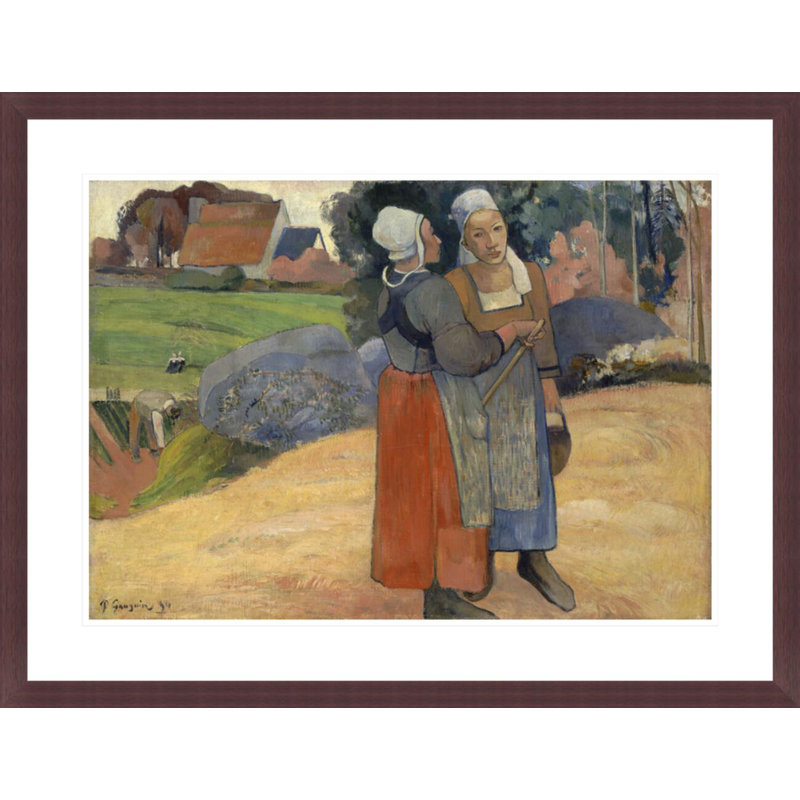 Paysanes bretonnes par Paul Gauguin - Estampe numérique encadrée, H 22,71 po x l 29,5 po