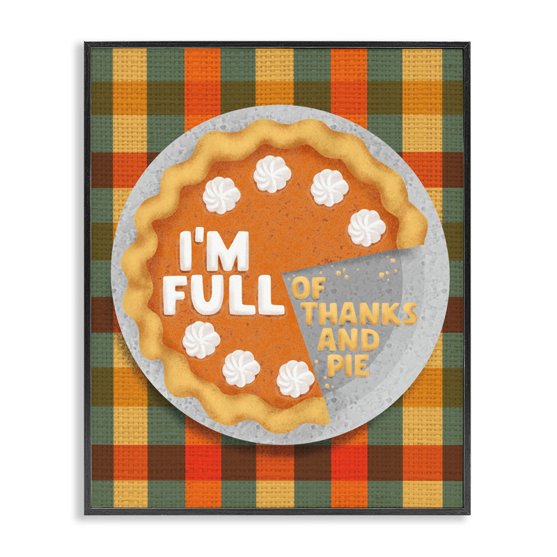«Full Of Thanks And Pie», estampe numérique, conception de Jilly Jack Designs, H 14 po x l 11 po, Giclée encadrée noir minuit