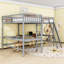 Lit mezzanine simple en forme de L avec 2 bureaux encastrés Kimarri-1829308657