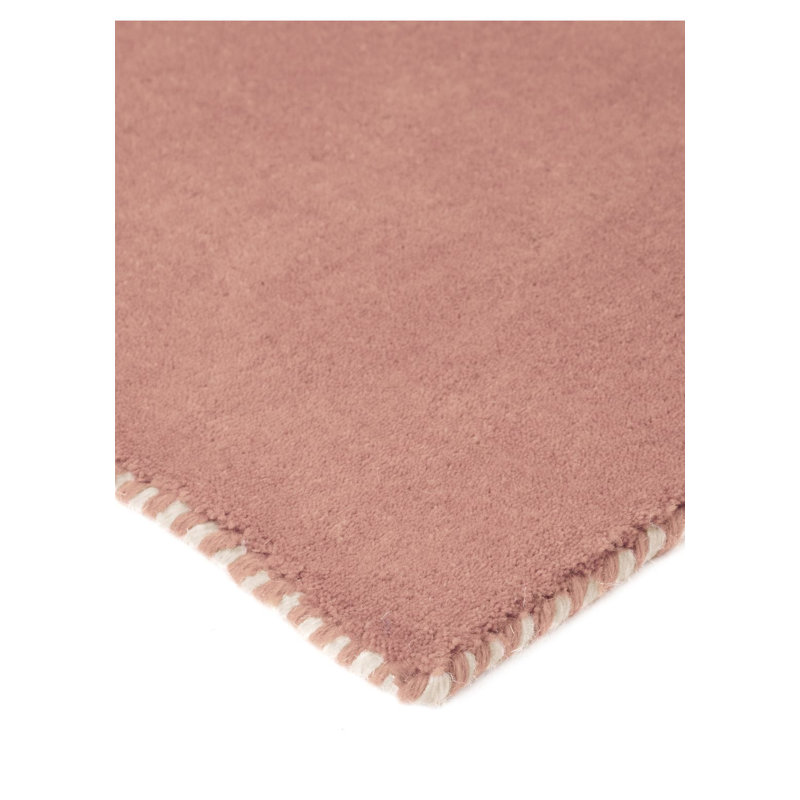 Solid Colour Wool Hand Woven Area Rug, Runner 75 x 240cm, Antique pink and pink