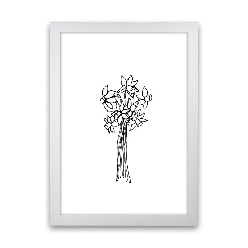 Daffodils Line by Carissa Tanton - Print, 34cm H x 25cm W x 3cm D, White Framed