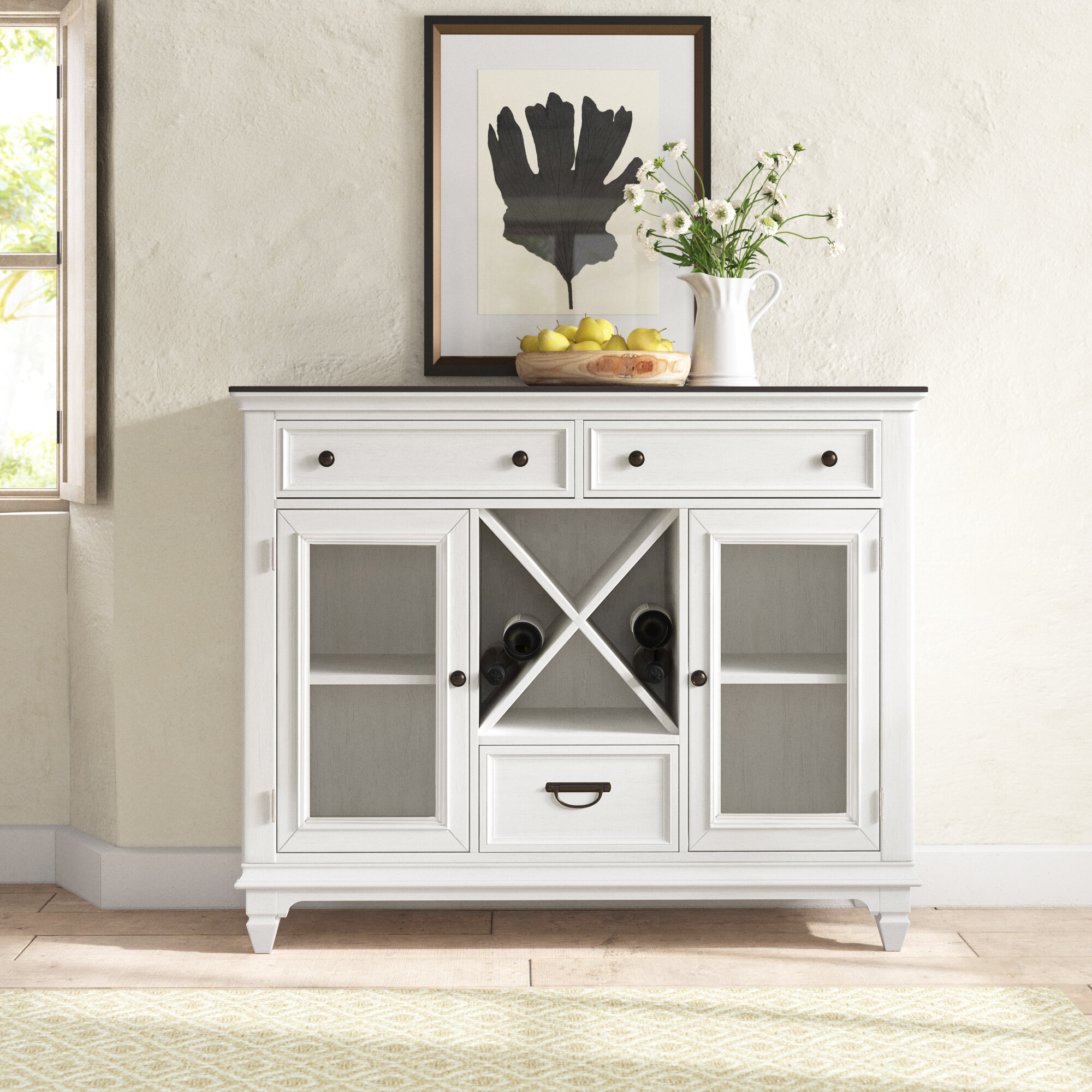 Scranton & Co Contemporary Engineered Wood Storage Cabinet in White