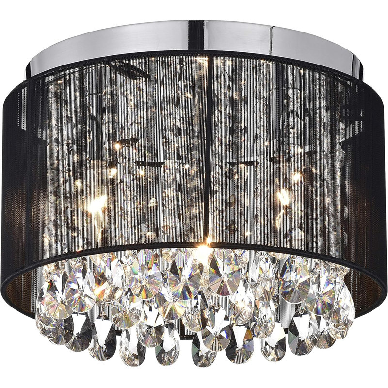 Plafonnier en cristal 3 lumières Chandelier, Noir