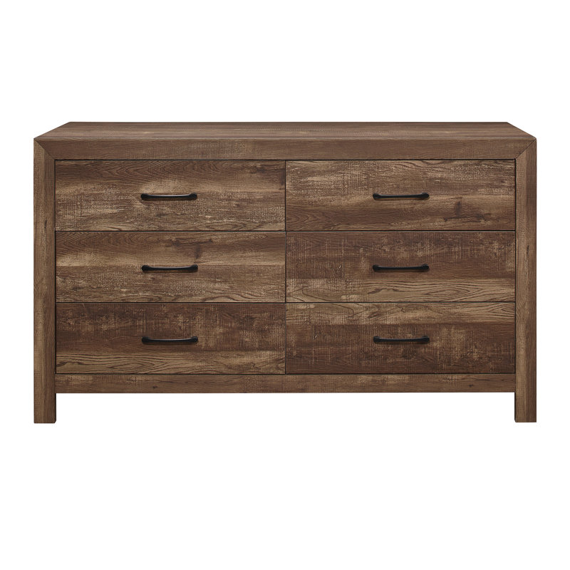 Commode 6 tiroirs Davaya, Brun rustique