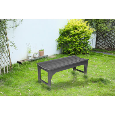 Banc d'extérieur avec texture semblable au bois - toutes saisons, protégé, gris, capacité de 500 lb, pour le soutien du dos du jardin et du patio en résistance aux intempéries grise, protégé, repos confortable
