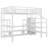 Full Size Metal Loft Bed With TV Cabinet, Metal Loft Bed With Staircase And Wardrobe, Kids Full Size Loft Bed, White