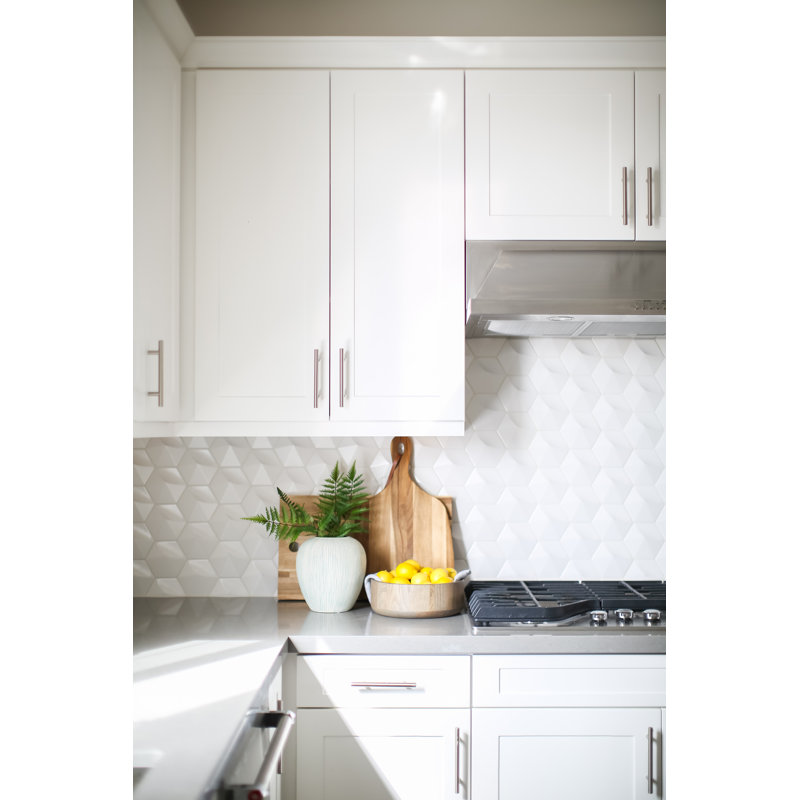 Hedron 4" x 5" Straight Edge Ceramic Singular Wall Tile, Fog