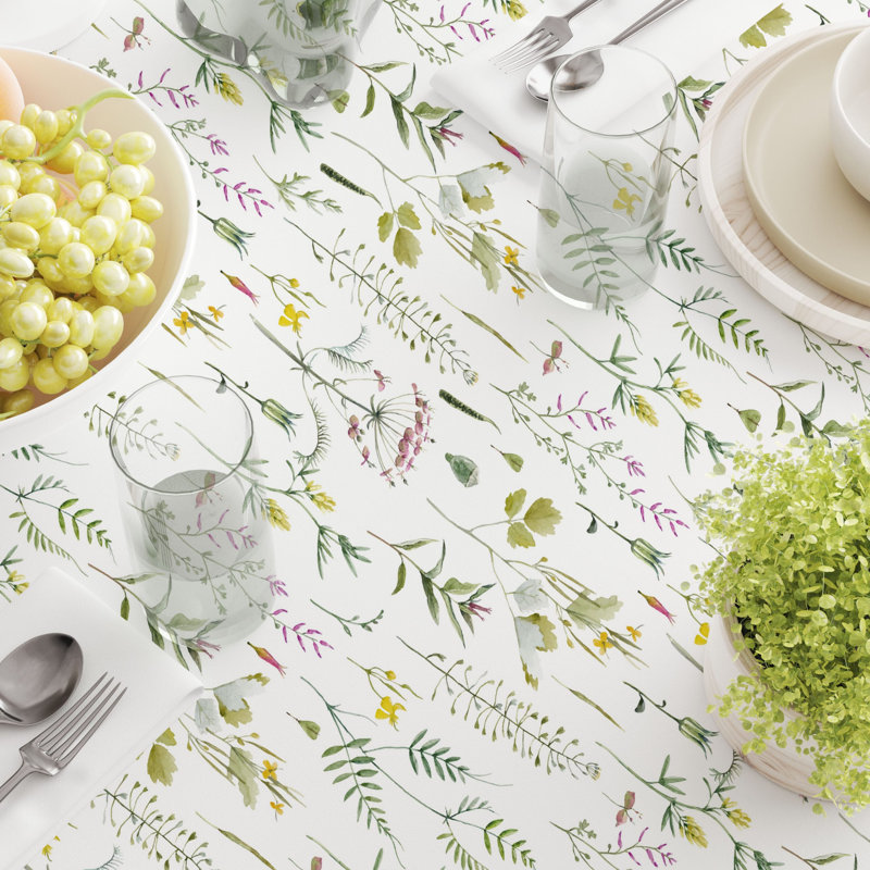 Rectangular Tablecloth, 100% Cotton, 52X104", Botanical Stripe, 84" L x 60' W