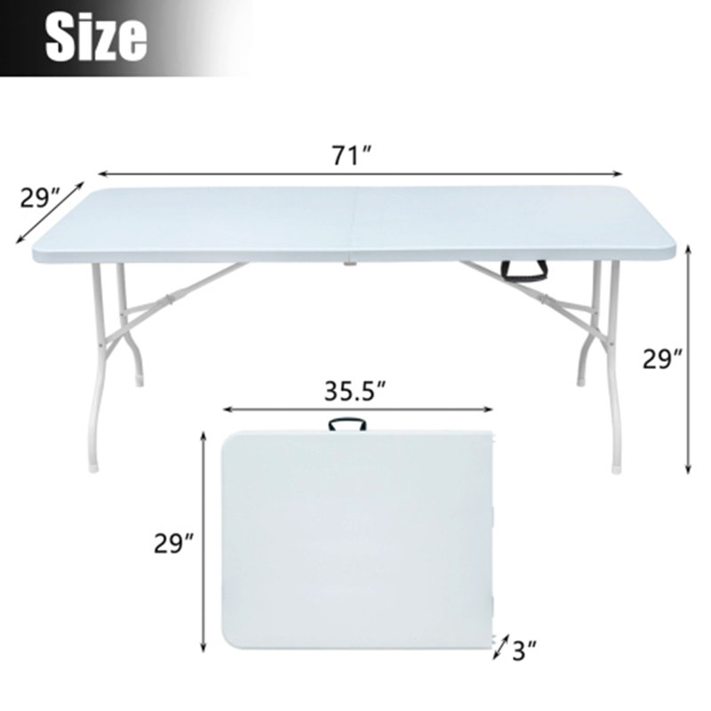 Table pliante 6 pi, table en plastique portative pour le camping, pique-niques, fêtes, table pliable à charge élevée