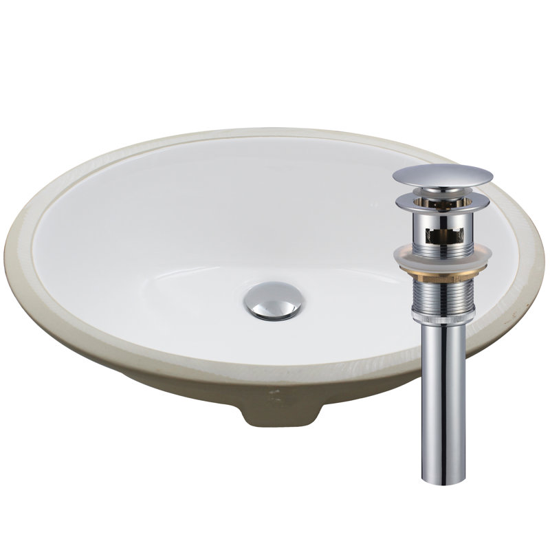 Novatto 19.5'' Porcelain Oval Bathroom Sink, Chrome