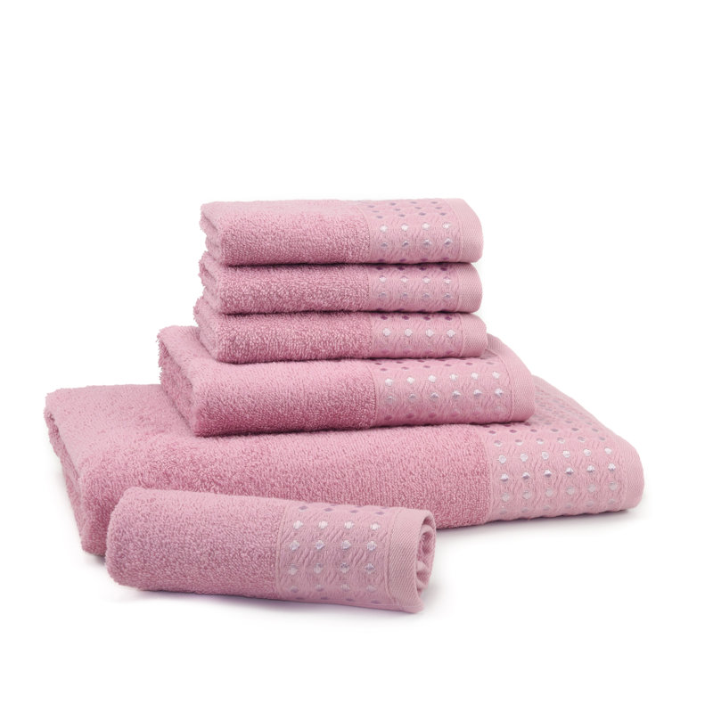 Fukumi 6 Piece Turkish Cotton Towel Set, Rose