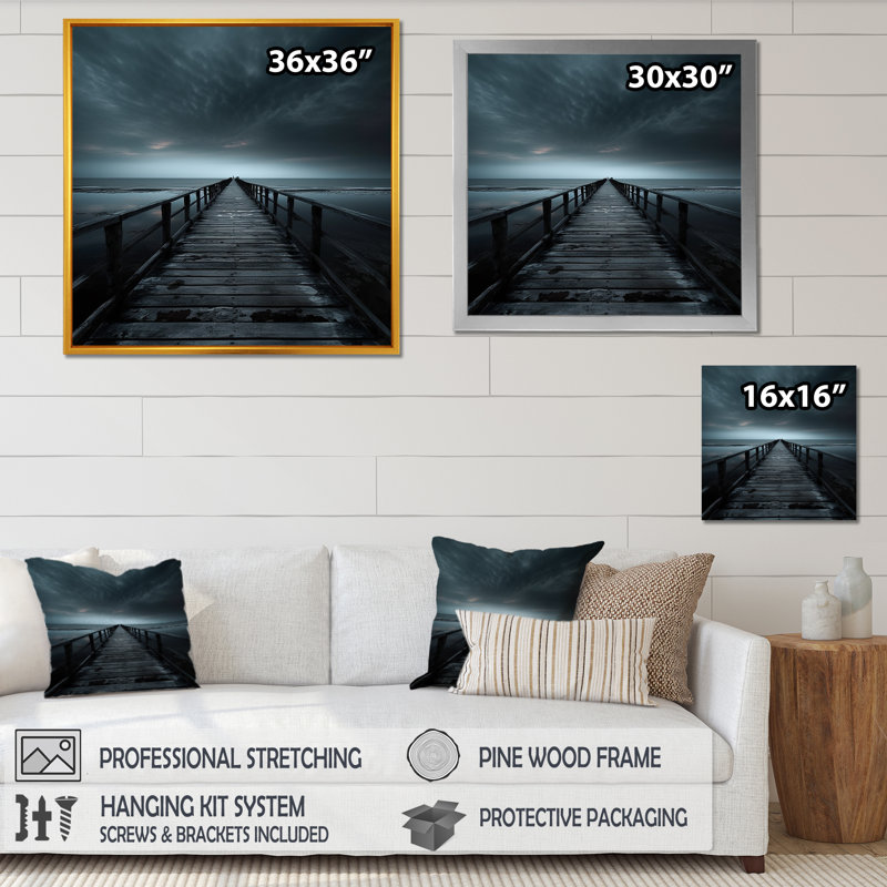 «Horizon IV» sur toile, impression monochrome sur toile, Cadre simple blanc, H 24 po x l 24 po x P 1 po