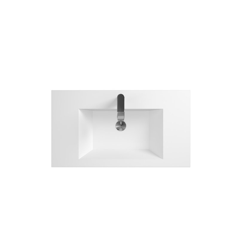  Meuble-lavabo flottant blanc minimaliste 36 po avec lavabo en résine intégré et tiroirs en U 36 po, 36"