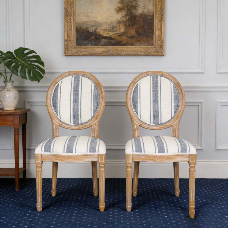 DINING CHAIR, Blue+white