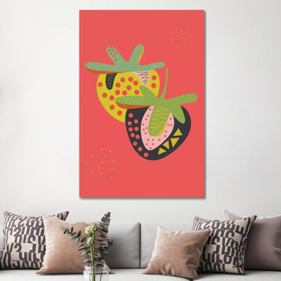 Strawberries by Flatowl - Wrapped Canvas Print