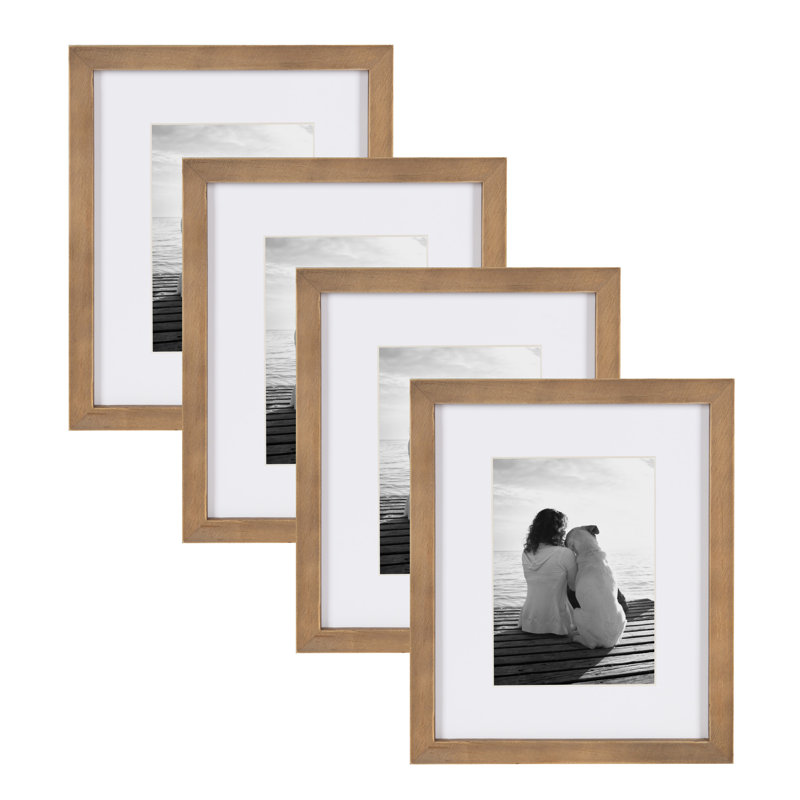 Ensemble de cadres muraux en bois Creason, Brun rustique, Paquet de 4, 8 po x 10 po, 5 po x 7 po