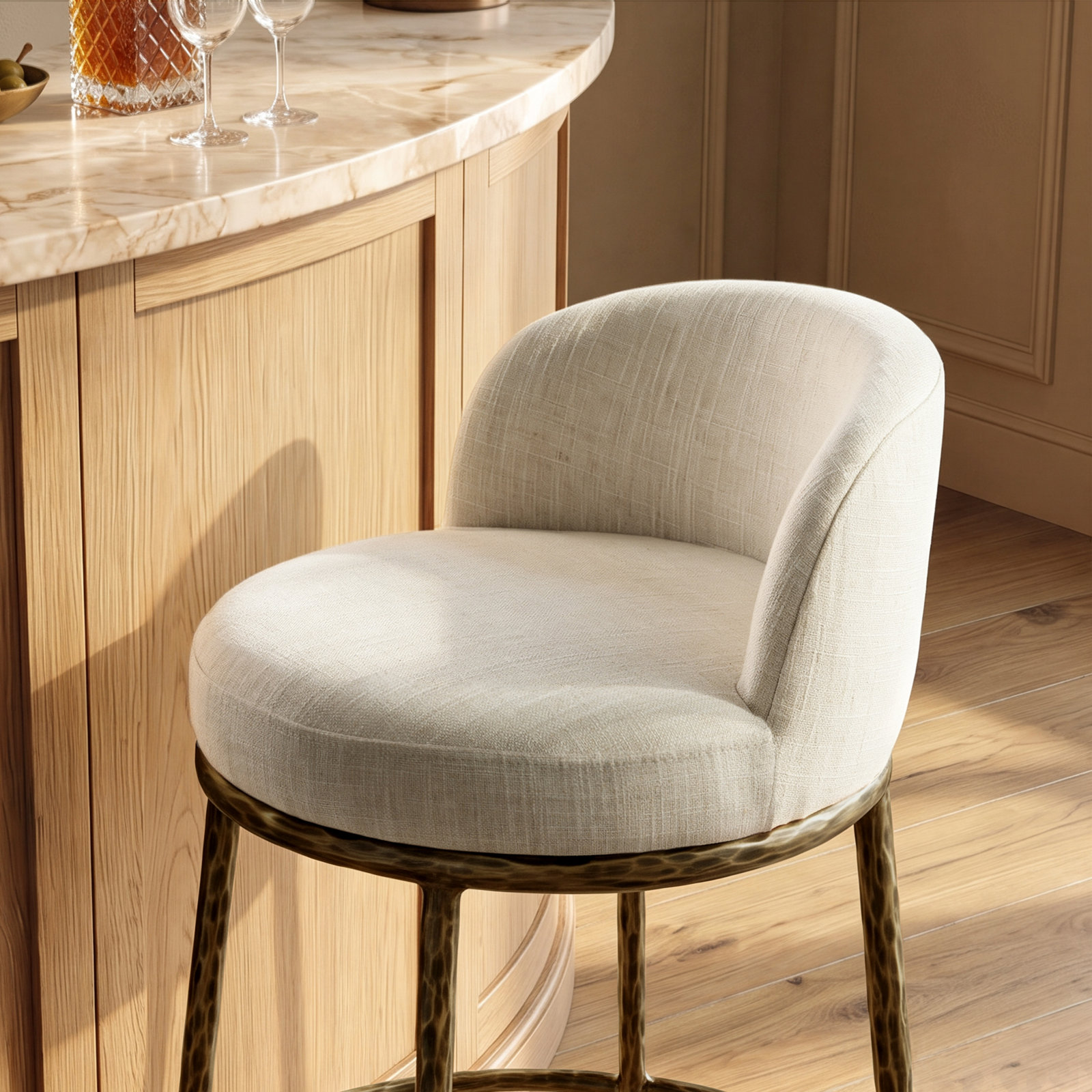 Gelder 27" Bar Stool, Gold Hammered