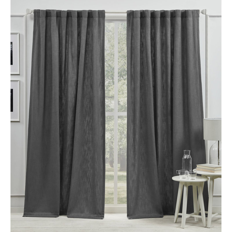 Lauren Ralph Lauren Vienna Light Filtering with Lining Back Tab/Rod Pocket Curtain Panel, Gray, 54" x 96"