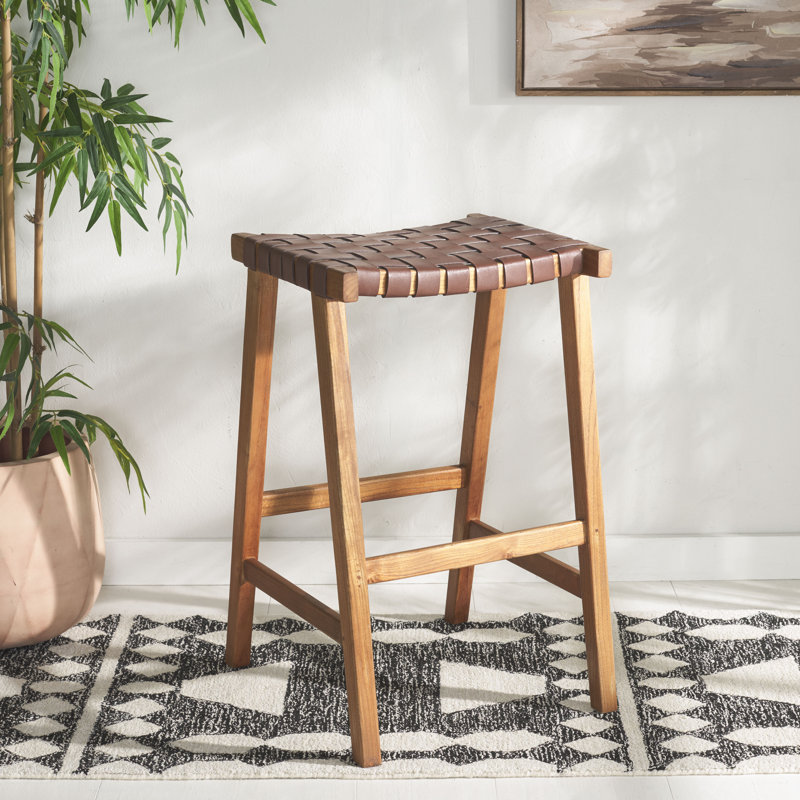 Tabouret de bar et de comptoir en cuir Alston, Tabouret de bar (siège d’une hauteur de 30 po), Naturel, Cognac
