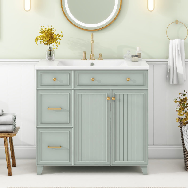 Ensemble de meuble-lavabo simple 36,00 avec comptoir Lachine, Vert