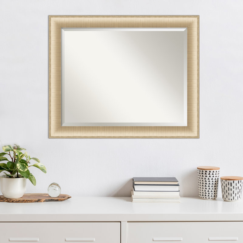 Miroir d'appoint mural Peltz, Or brossé, 26,75 po x 32,75 po
