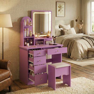 Ensemble coiffeuse avec miroir et tabouret Artilus