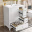 Meuble-lavabo 24 po avec lavabo et tiroirs, meuble-lavabo autoportant blanc avec plateau en céramique et tablettes de rangement, panneau de fibres à densité moyenne et base en bois massif, meuble-lavabo moderne pour petite salle de bain-1908259559