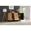 Storage Cabinet with 4 Drawers & 1 Slatted-Door Cabinet 120*38*75 cm MDF 1 Piece Sideboard Black/Natural with Drawers
