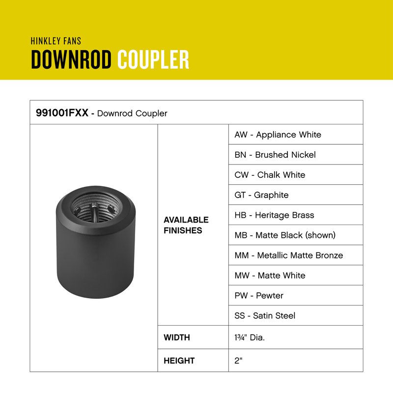 Coupleur de tige de ventilateur Hinkley en laiton Heritage