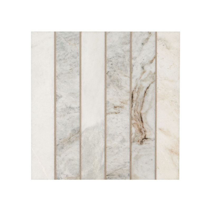 Carreau de mosaïque en marbre 2 po x 12 po Castella de Blanc