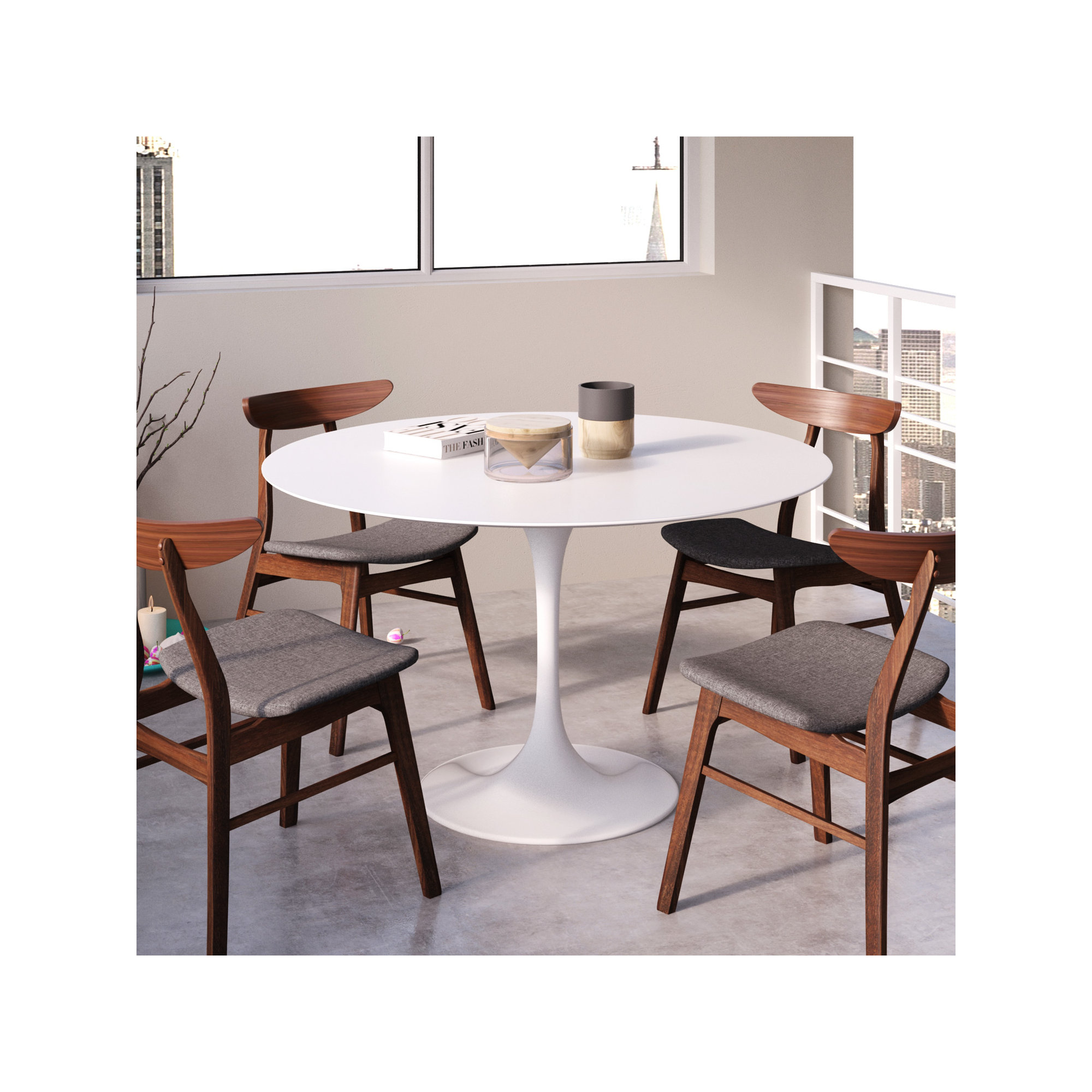 Hartford Dining Chair in Warm Gray/Walnut