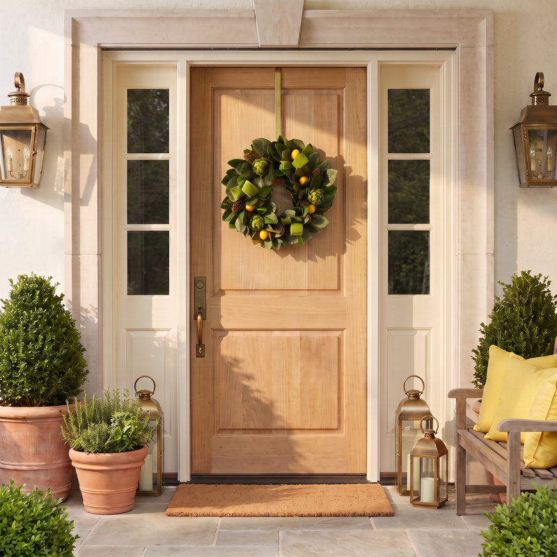 Harin 26" Magnolia Leaf Wreath with Artichokes, Lemons and Pinecones
