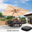 Parasol en porte-à-faux rectangulaire en bois avec base à roulettes 9 pi x 12 pi ReInaliz, beige-961709876