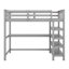 Lit mezzanine avec tablettes de rangement et bureau sous le lit-468884938